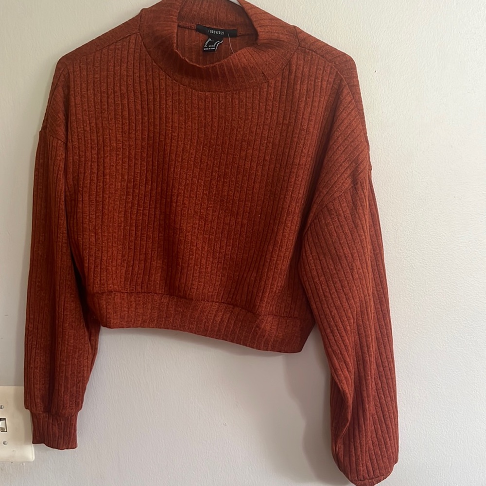 Forever 21 cropped sweater Medium Brown orange Fall